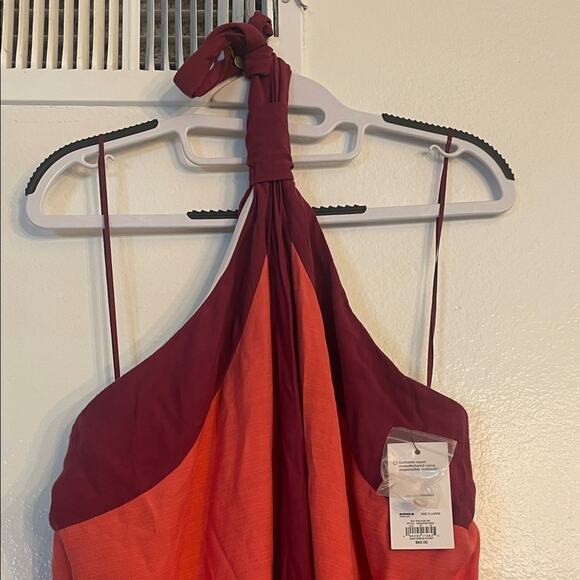 NWT Women's Nine West Halter Neck Colorblock Maxi Dress - Picture 4 of 12